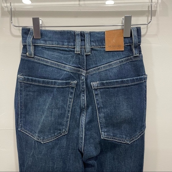 Free People We The Free High Waist Skinny Jeans Dark Wash Button Fly Size 24 - Picture 5 of 9